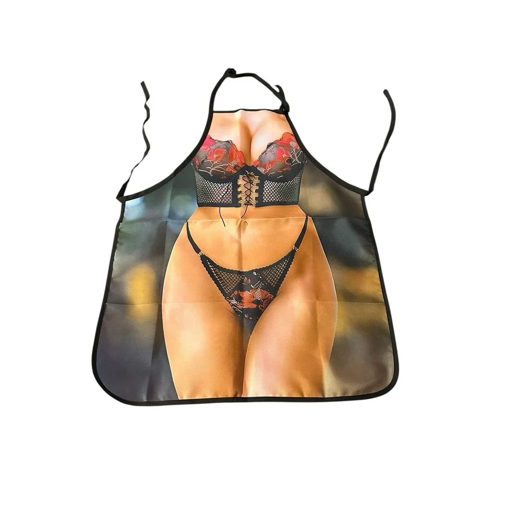 NEW novelty adult ONE SIZE apron full coverage funny‎ SEXY WIFE RED AND BLACK